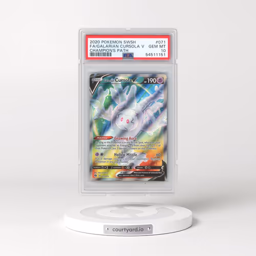 2020 Pokémon Sword & Shield Champion's Path #071 Galarian Cursola V - Holo Full Art (PSA 10 GEM MINT