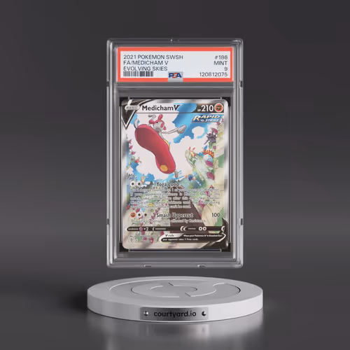 2021 Pokémon Sword & Shield Evolving Skies #186 Medicham V - Holo Full Art (PSA 9 MINT)