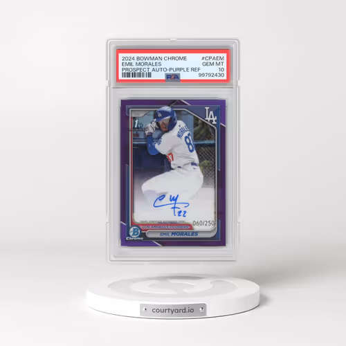 2024 Bowman Chrome Prospect Autographs #CPAEM Emil Morales - Purple Refractor (PSA 10 GEM MINT)