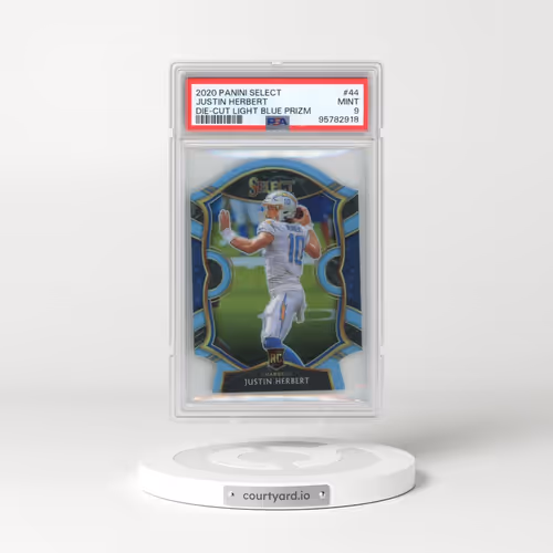 2020 Panini Select #44 Justin Herbert - Die-Cut Light Blue Prizm (PSA 9 MINT)