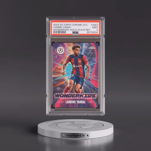 2023-24 Topps Chrome UEFA Club Competitions Wonderkids #WK3 Lamine Yamal - Aqua Wave (PSA 9 MINT)