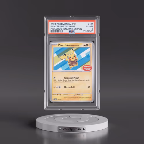 2024 Pokémon SV-P Promo #155 Pikachu in Batik Shirt - Pikachu's Indonesia Journey Campaign (PSA 6 EX
