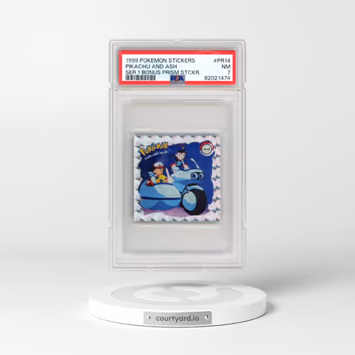 1999 Pokémon Stickers Series 1 Bonus Prism Stickers #PR14 Pikachu and Ash (PSA 7 NM)