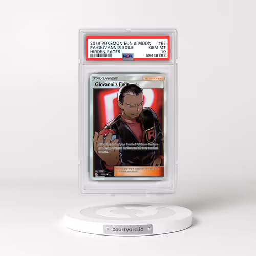 2019 Pokémon Sun & Moon Hidden Fates #67 Giovanni's Exile - Full Art (PSA 10 GEM MINT)