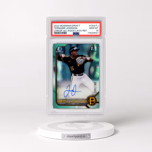 2022 Bowman Draft Chrome Draft Pick Autographs #CDATJ Termarr Johnson - Aqua Lava Refractor (PSA 10