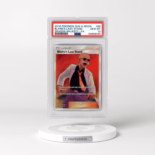 2018 Pokémon Sun & Moon Dragon Majesty #69 Blaine's Last Stand - Full Art (PSA 10 GEM MINT)