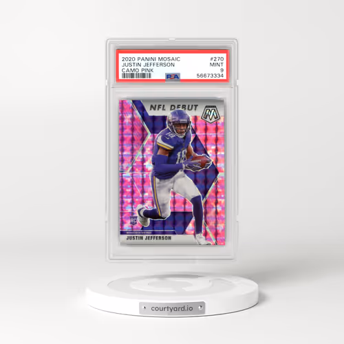 2020 Panini Mosaic #270 Justin Jefferson - Camo Pink (PSA 9 MINT)