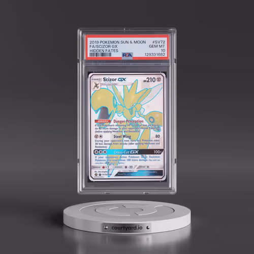2019 Pokémon Sun & Moon Hidden Fates #SV72 Scizor GX - Holo Full Art (PSA 10 GEM MINT)
