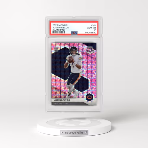2021 Panini Mosaic #304 Justin Fields - Camo Pink (PSA 10 GEM MINT)