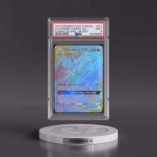 2019 Pokémon Sun & Moon Cosmic Eclipse #251 Charizard & Braixen GX - Holo Full Art Secret (PSA 9 MIN