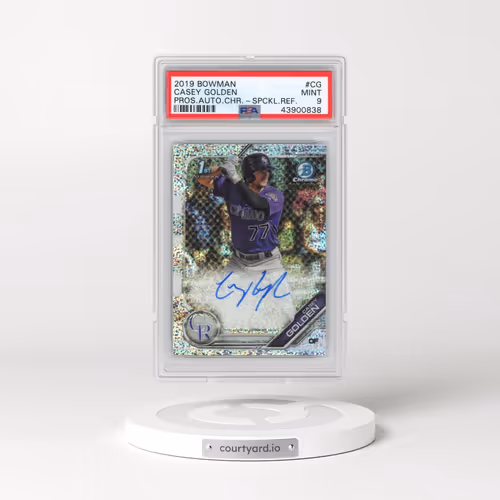 2019 Bowman Prospect Autographs Chrome #CG Casey Golden - Speckle Refractor (PSA 9 MINT)