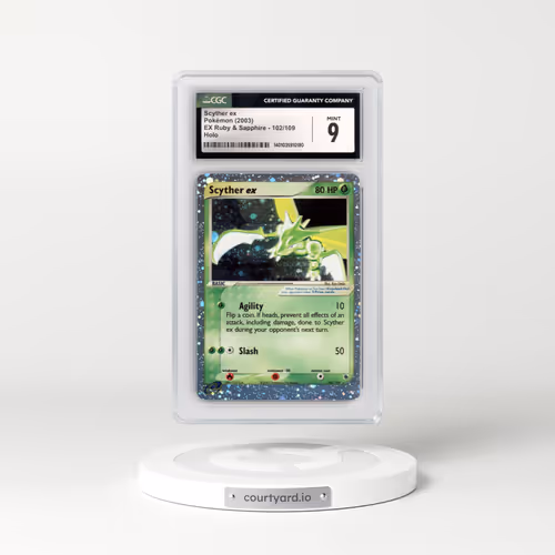 2003 EX Ruby & Sapphire (2003 Copyright, w/ "e" Symbol) #102/109 Scyther ex - Holo (CGC 9 MINT)