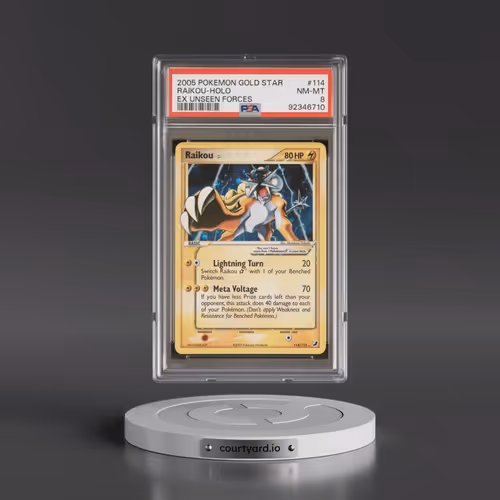 2005 Pokémon EX Unseen Forces #114 Raikou - Holo Gold Star (PSA 8 NM-MT)
