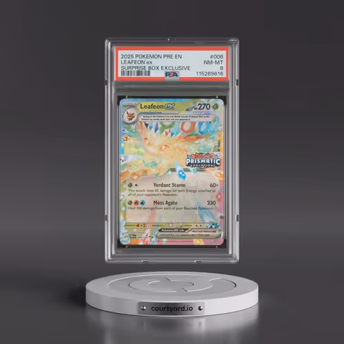 2025 Pokémon Pre EN-Prismatic Evolutions #006 Leafeon EX - Holo Surprise Box Exclusive (PSA 8 NM-MT)
