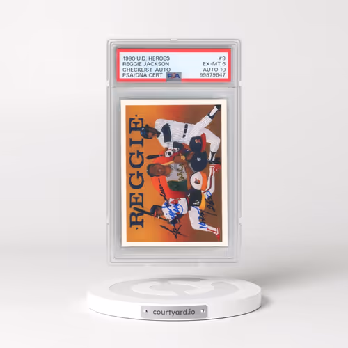1990 Upper Deck Heroes Reggie Jackson #9 Reggie Jackson - Checklist-Autograph (PSA 6 EX-MT)