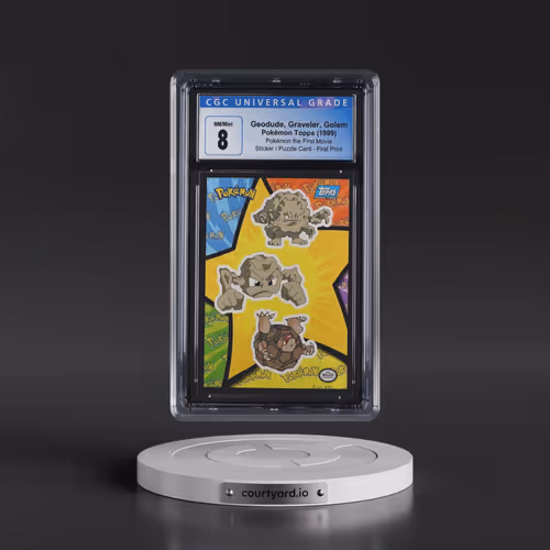 1999 Pokémon the First Movie Geodude, Graveler, Golem - Sticker / Ash Puzzle Card First Print (Blue
