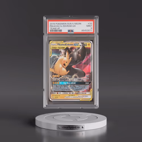 2019 Pokémon Sun & Moon Team Up #33 Pikachu & Zekrom GX - Holo (PSA 9 MINT)