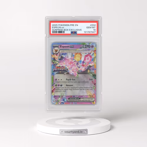 2025 Pokémon Pre EN-Prismatic Evolutions #034 Espeon EX - Holo Surprise Box Exclusive (PSA 10 GEM MI
