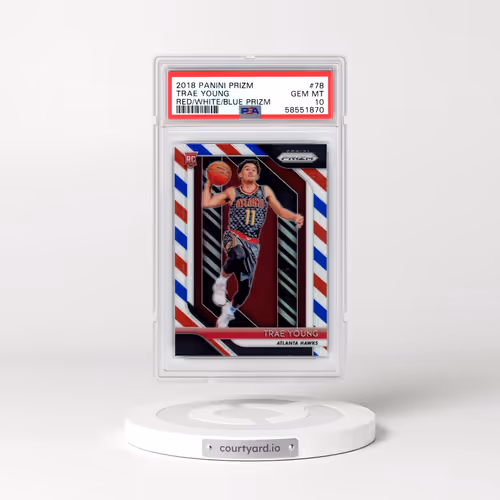 2018 Panini Prizm #78 Trae Young - Red/White/Blue Prizm (PSA 10 GEM MINT)