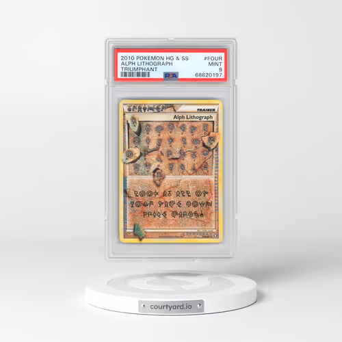 2010 Pokémon Heartgold & Soulsilver Triumphant #FOUR Alph Lithograph (PSA 9 MINT)