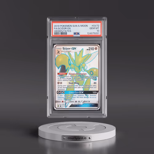 2019 Pokémon Sun & Moon Hidden Fates #SV72 Scizor GX - Holo Full Art (PSA 10 GEM MINT)