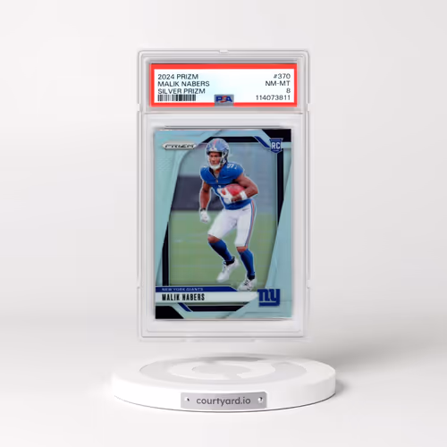 2024 Panini Prizm #370 Malik Nabers - Silver Prizm (PSA 8 NM-MT)