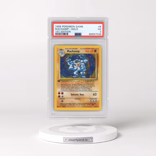 1999 Pokémon Game #8 Machamp - 1st Edition Holo (PSA 3 VG)