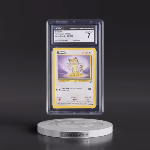 2000 Base Set 2 #80/130 Meowth (CGC 7 NM)