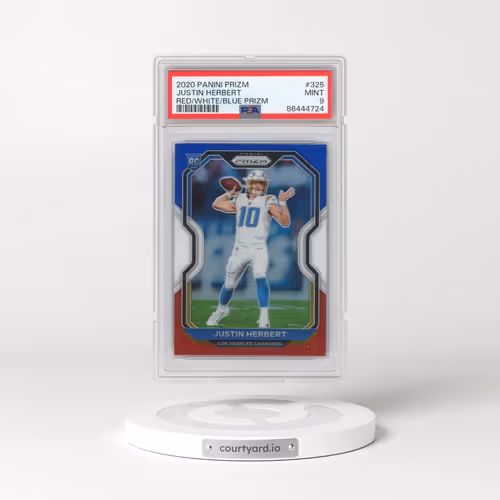 2020 Panini Prizm #325 Justin Herbert - Red/White/Blue Prizm (PSA 9 MINT)
