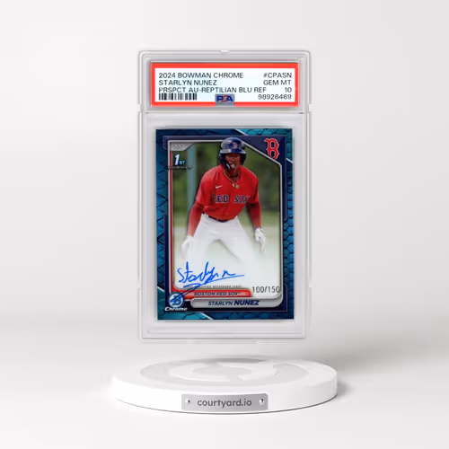 2024 Bowman Chrome Prospect Autographs #CPASN Starlyn Nunez - Reptilian Blue Refractor (PSA 10 GEM MINT)