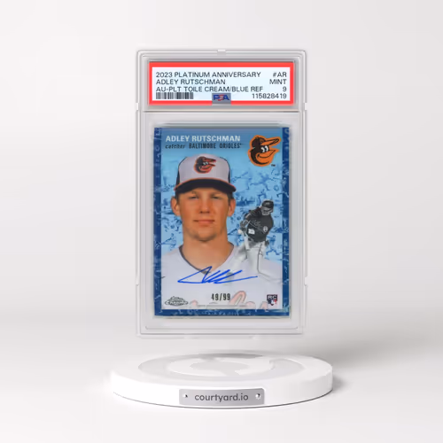 2023 Topps Chrome Platinum Anniversary Autographs #AR Adley Rutschman - Platinum Toile Cream/Blue Re