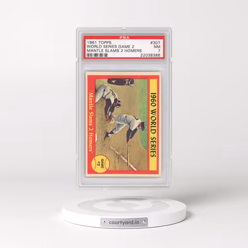 1961 Topps #307 World Series Game 2 - Mantle Slams 2 Homers (PSA 7 NM)