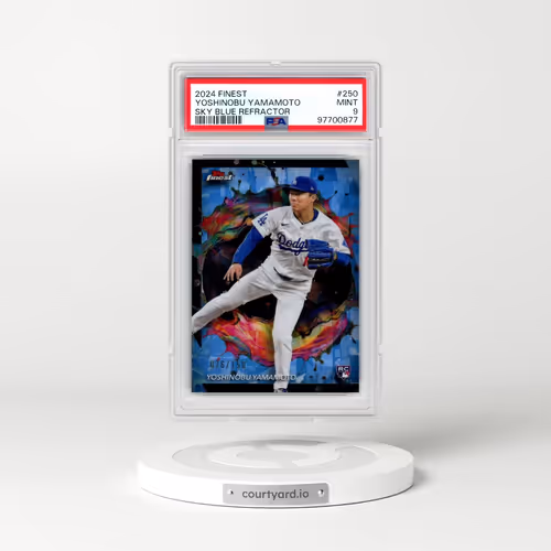 2024 Topps Finest #250 Yoshinobu Yamamoto - Sky Blue Refractor (PSA 9 MINT)