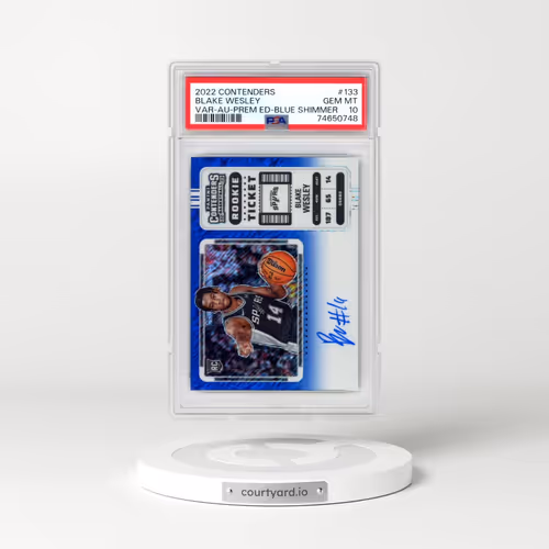 2022 Panini Contenders #133 Blake Wesley - Variation-Autograph-Premium Edition-Blue Shimmer (PSA 10 GEM MINT)