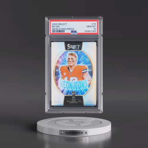 2024 Panini Select Neon Icons #14 Bo Nix - Prizm (PSA 10 GEM MINT)