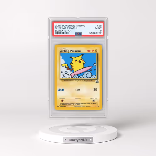2001 Pokémon Promo Black Star #28 Surfing Pikachu - Pokemon League (PSA 9 MINT)