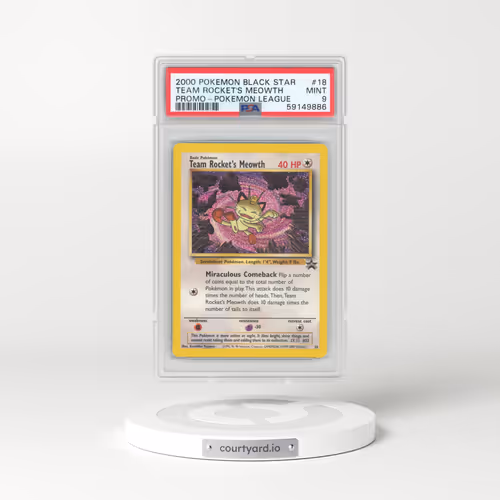 1999 Black Star Promos #18 Team Rocket's Meowth - Pokémon League (PSA 9 MINT)