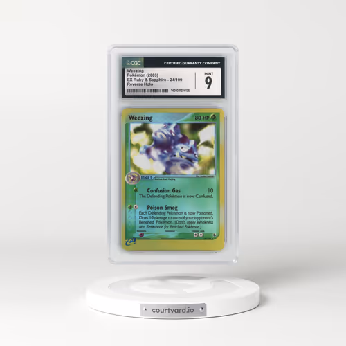 2003 EX Ruby & Sapphire (2003 Copyright, w/ "e" Symbol) #24/109 Weezing - Reverse Holo (CGC 9 MINT)