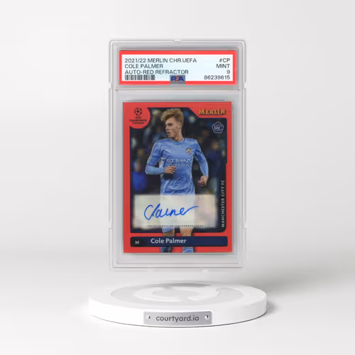 2021-2022 Topps Merlin Chrome UEFA League Autographs #CP Cole Palmer - Red Refractor (PSA 9 MINT)