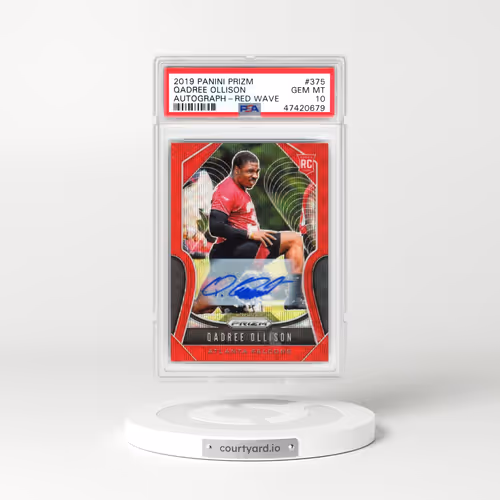 2019 Panini Prizm #375 Qadree Ollison - Autograph-Red Wave (PSA 10 GEM MINT)