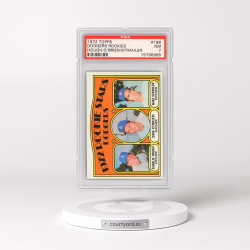 1972 Topps #198 Dodgers Rookies - Hough/O'Brien/Strahler (PSA 7 NM)