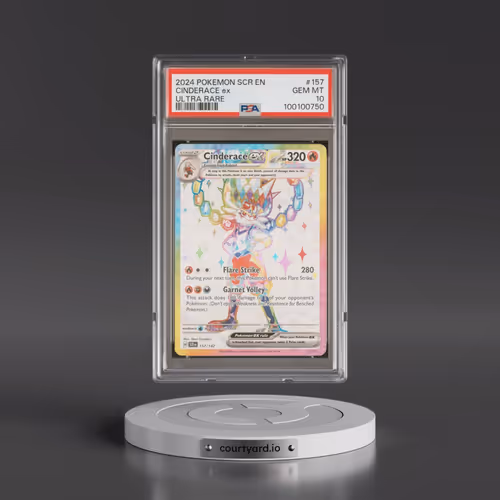2024 Pokémon Scr EN-Stellar Crown #157 Cinderace EX - Holo Ultra Rare (PSA 10 GEM MINT)