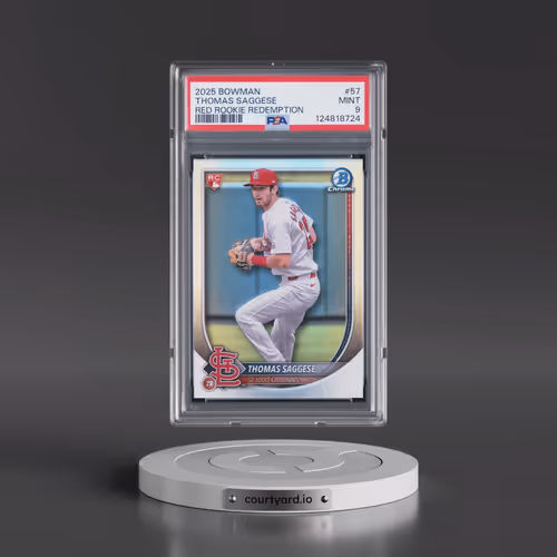 2025 Bowman #57 Thomas Saggese - Red Rookie Redemption (PSA 9 MINT)