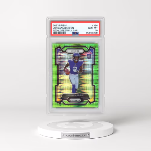 2023 Panini Prizm #368 Jordan Addison - Neon Green Pulsar (PSA 10 GEM MINT)