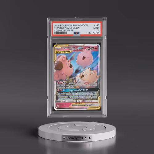 2019 Pokémon Sun & Moon Cosmic Eclipse #143 Togepi & Cleffa & Igglybuff GX - Holo (PSA 9 MINT)