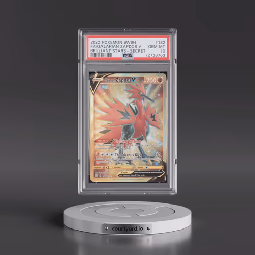 2022 Pokémon Sword & Shield Brilliant Stars #182 Galarian Zapdos V - Holo Full Art Secret (PSA 10 GE