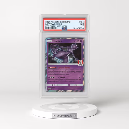 2021 Pokémon SM Promo #184 Mewtwo - Holo Kfc Chaki Kids Meal (PSA 7 NM)