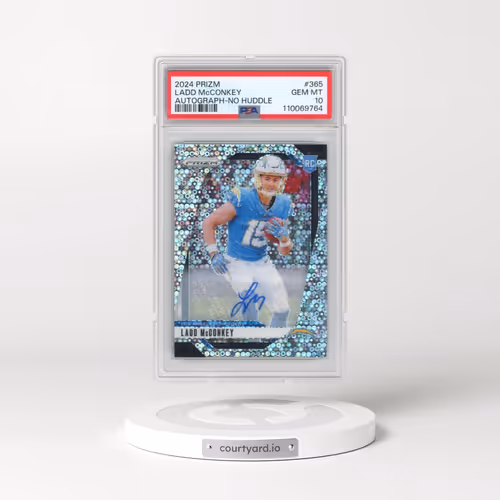 2024 Panini Prizm #365 Ladd McConkey - Autograph-No Huddle (PSA 10 GEM MINT)