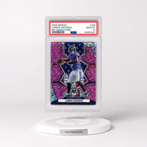 2022 Panini Mosaic #259 Lamar Jackson - No Huddle Pink (PSA 10 GEM MINT)