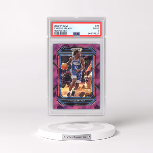 2022 Panini Prizm #21 Tyrese Maxey - Purple Ice (PSA 9 MINT)